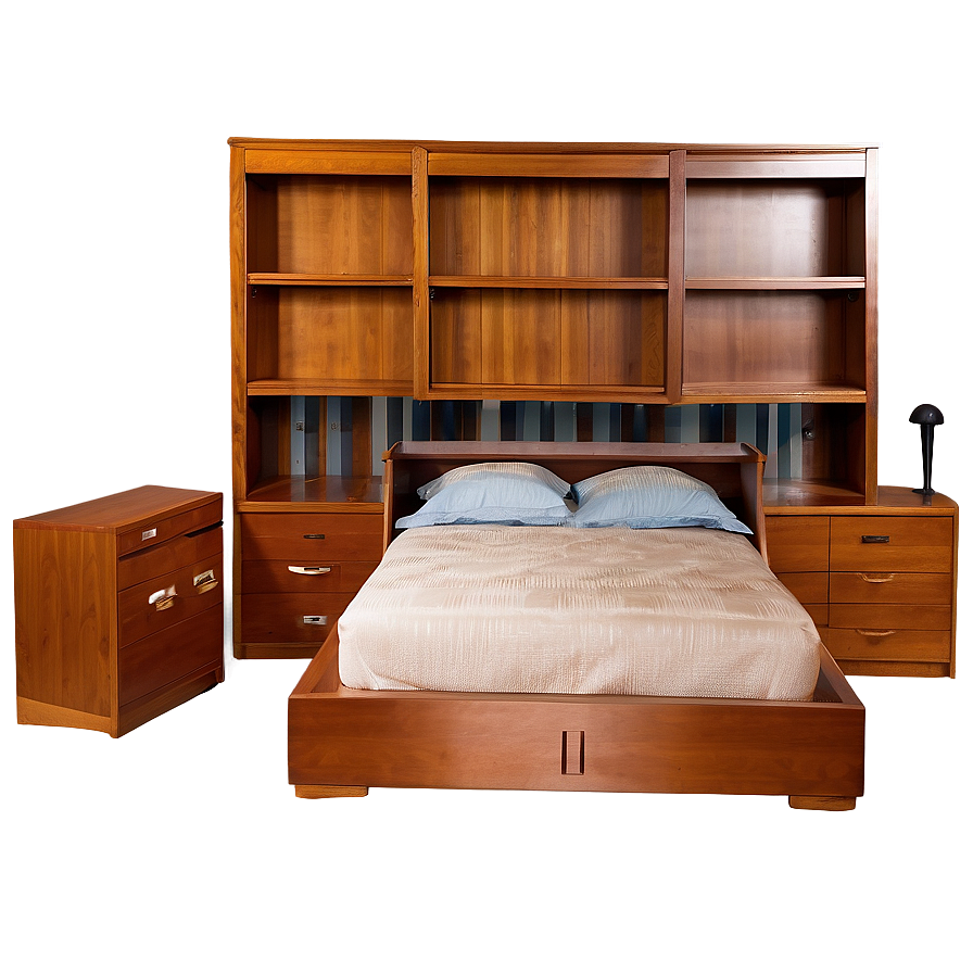 Bed With Bookcase Headboard Png 05042024 PNG image