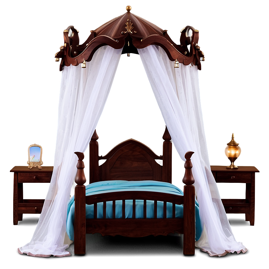 Bed With Canopy For Girls Png 06282024 PNG image