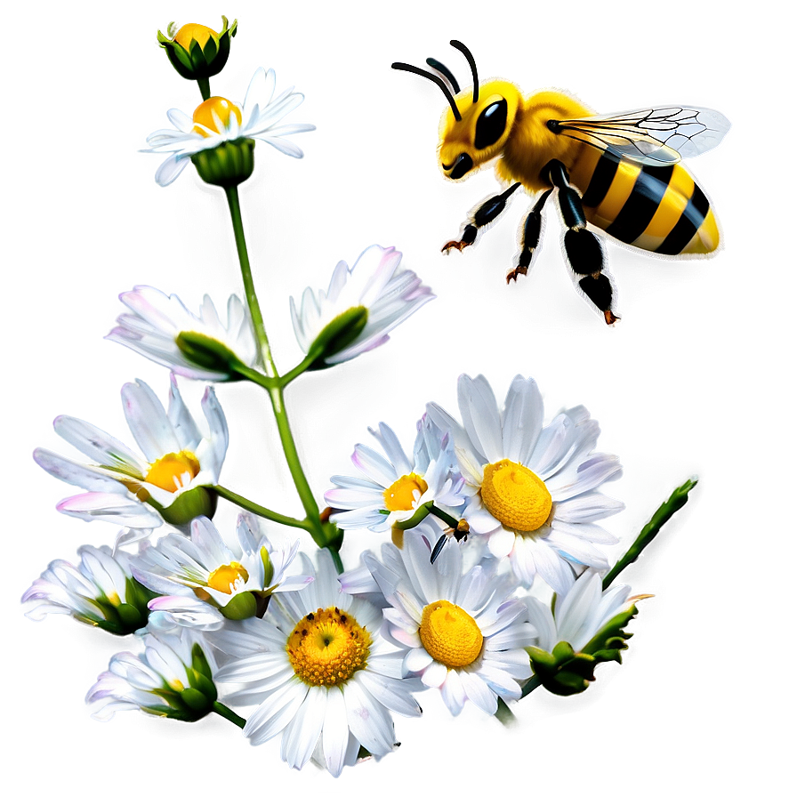 Bee And Daisy Png 06252024 PNG image