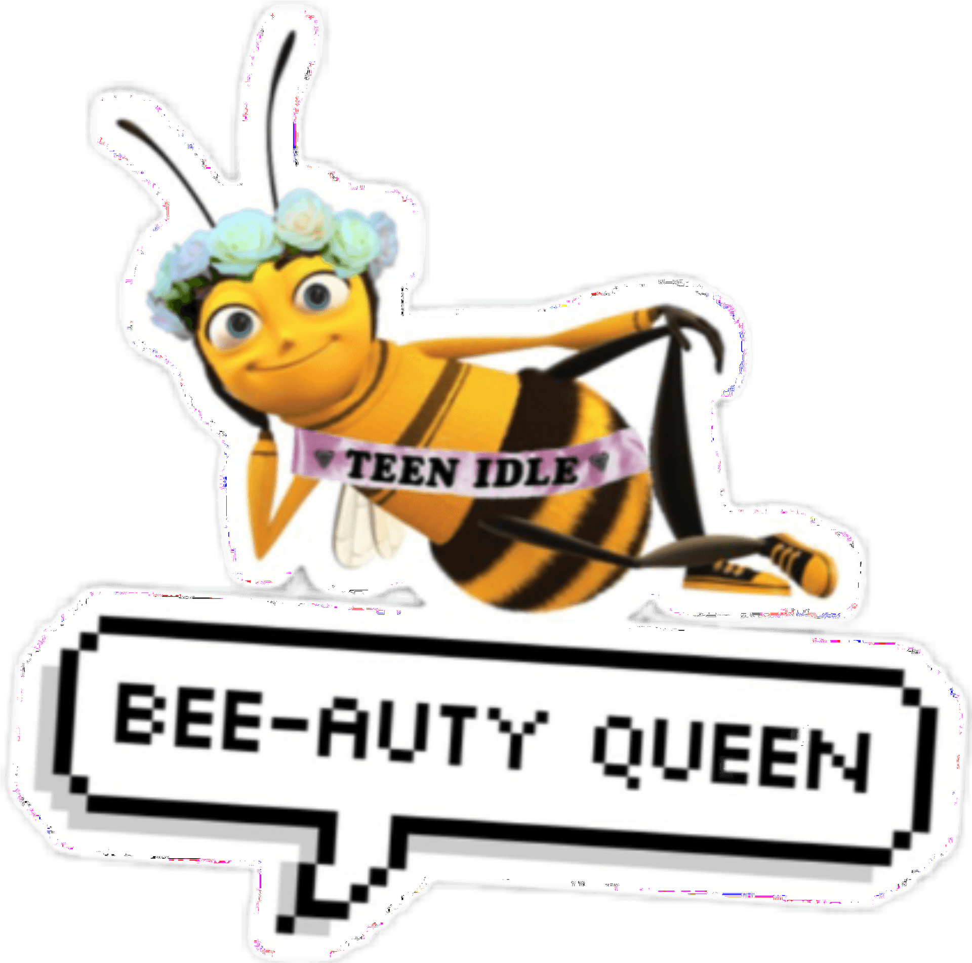Bee Character Beauty Queen Sticker PNG image
