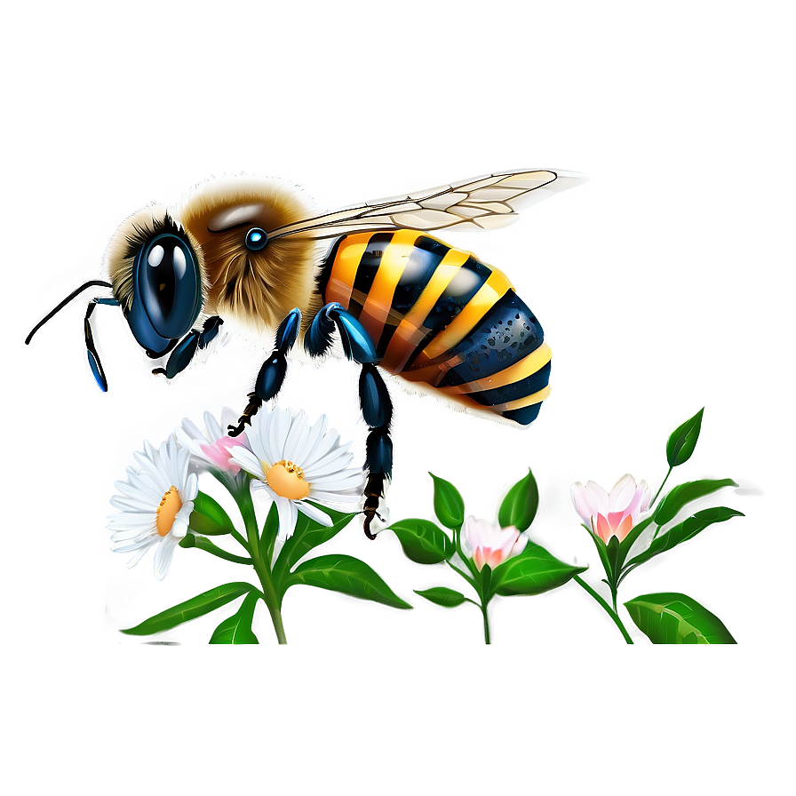 Bee With Flowers Png 06252024 PNG image