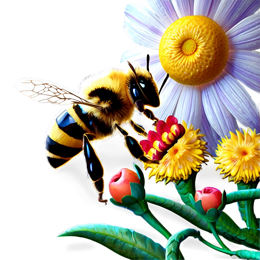 Bee With Flowers Png 06252024 PNG image