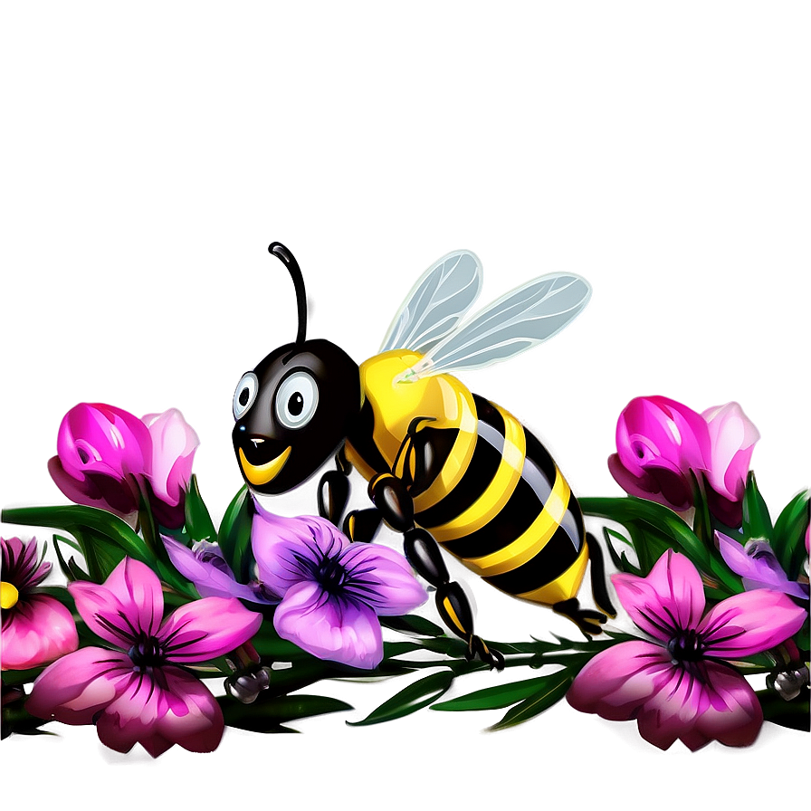 Bee With Flowers Png Bnm PNG image