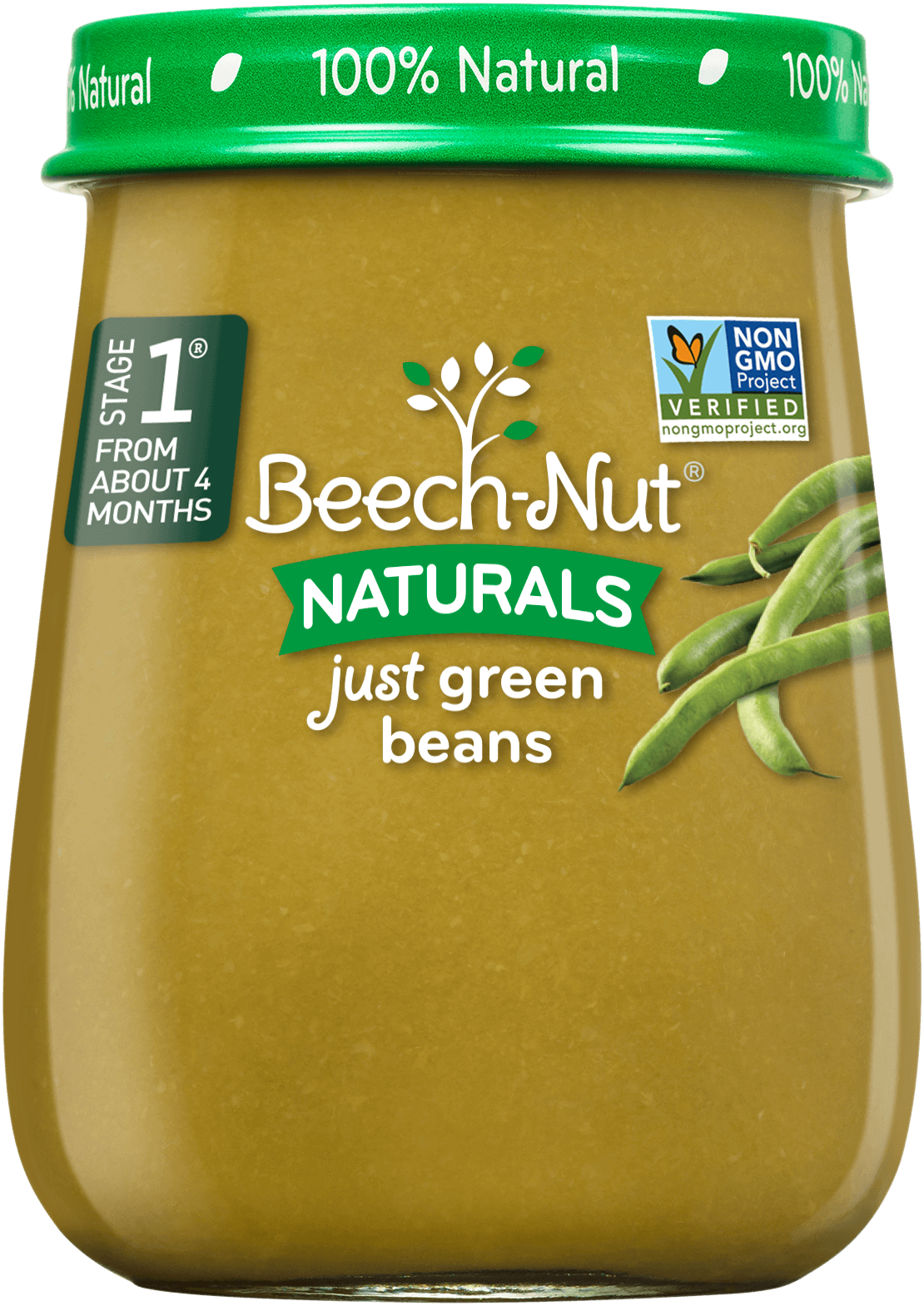 Beech Nut Naturals Green Beans Baby Food Jar PNG image