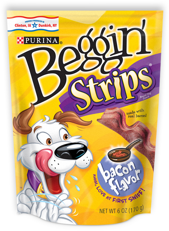 Beggin Strips Bacon Flavored Dog Treats Package PNG image