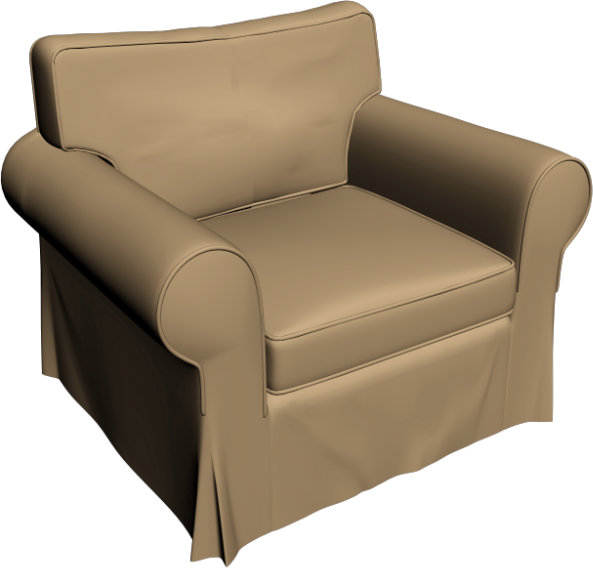 Beige Armchair3 D Model PNG image