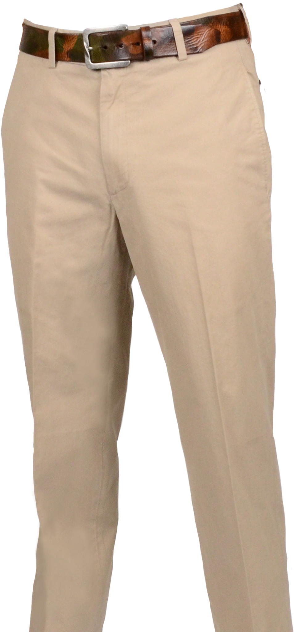 Beige Casual Pantswith Brown Belt PNG image