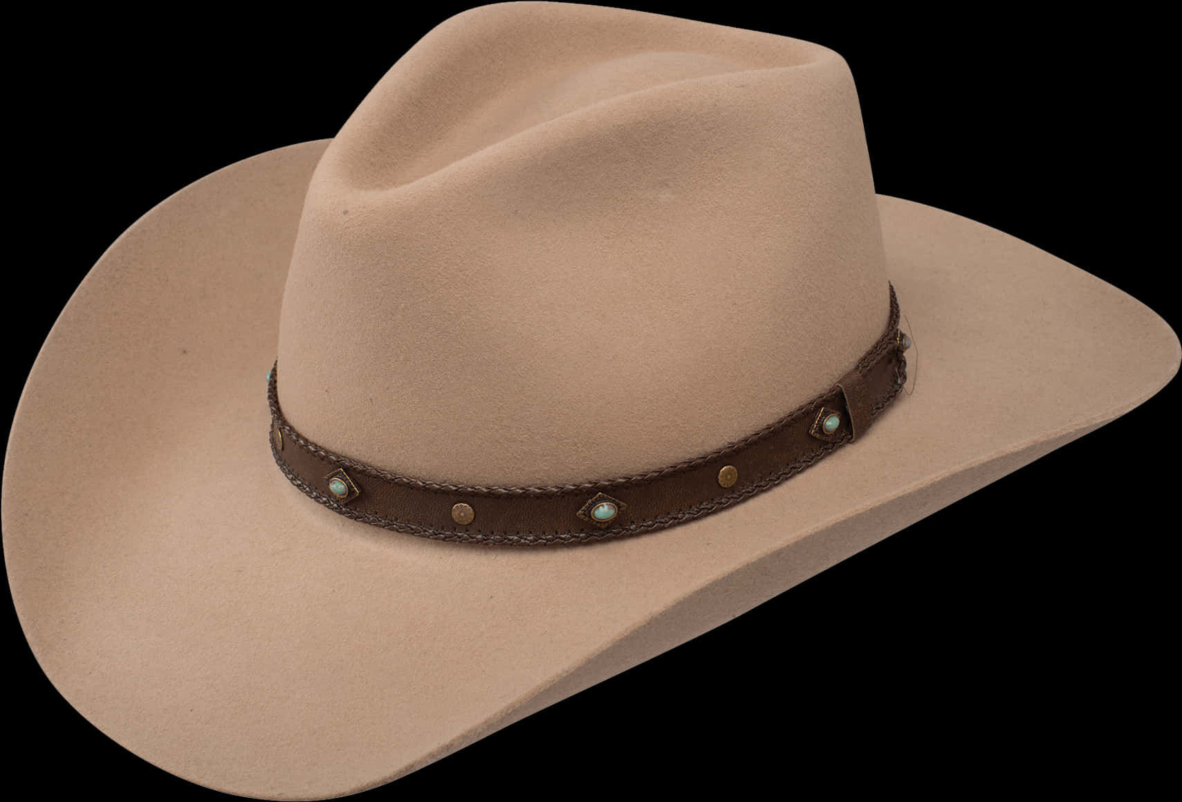 Beige Cowboy Hatwith Decorative Band PNG image