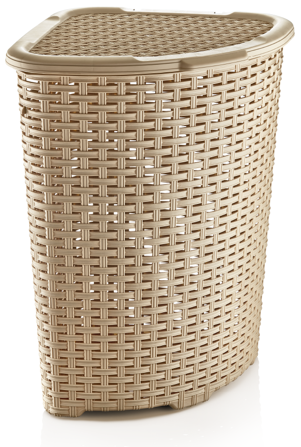 Beige Plastic Laundry Basket PNG image