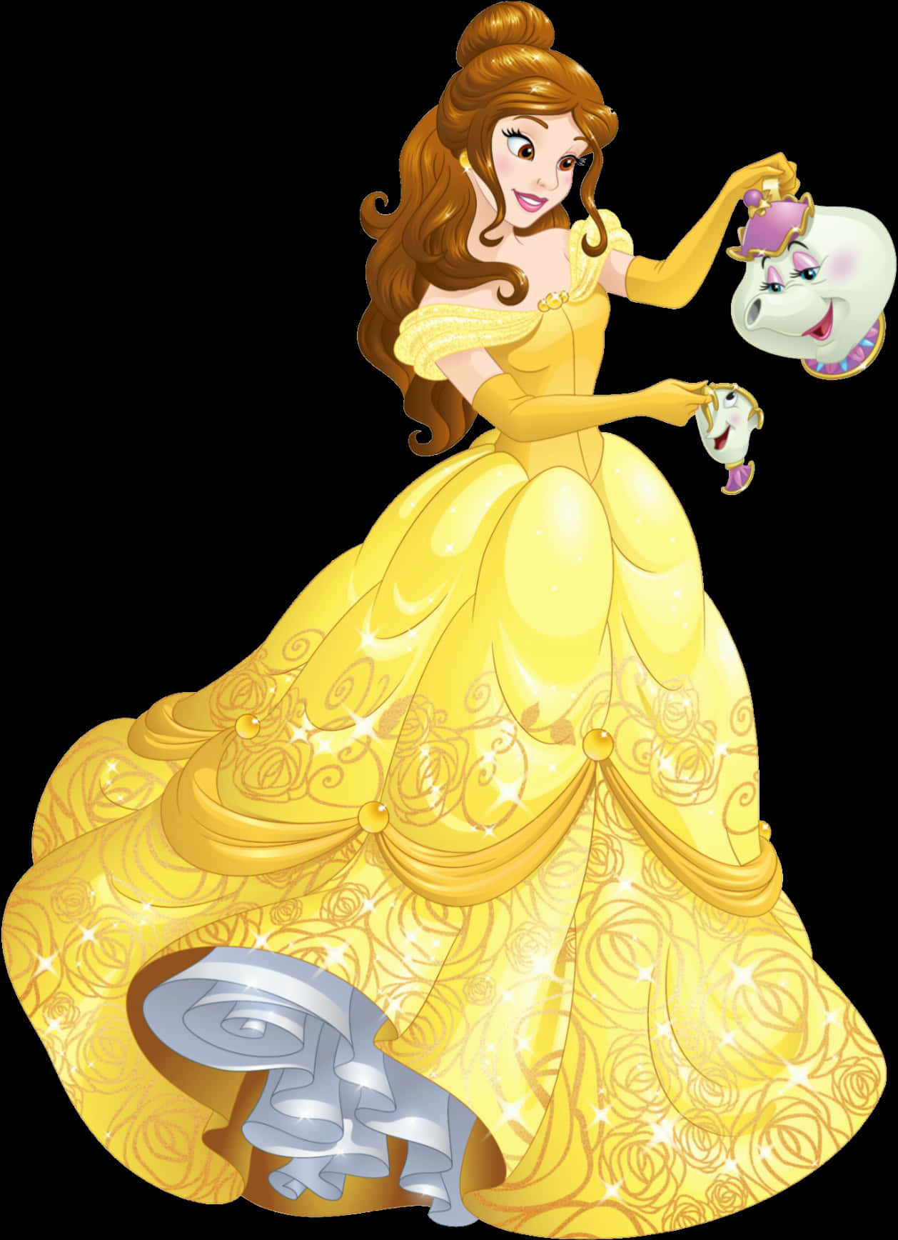 Belleand Mrs Potts Disney Princess PNG image