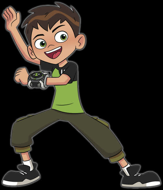 Ben10 Excited Pose With Omnitrix PNG image