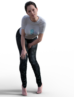 Bending Woman3 D Render PNG image