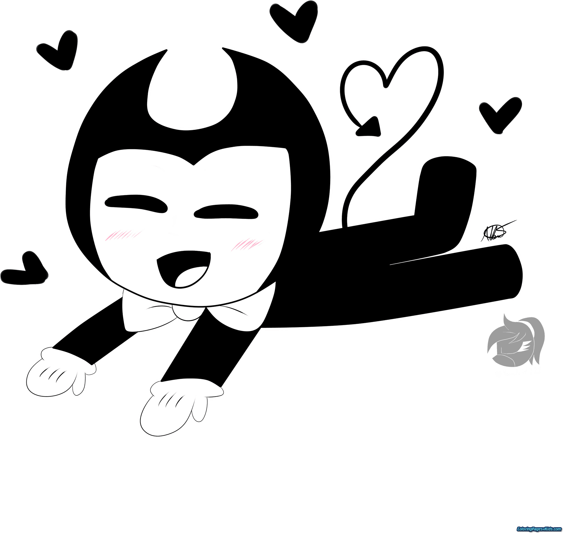 Bendy Cartoon Character Flying PNG image