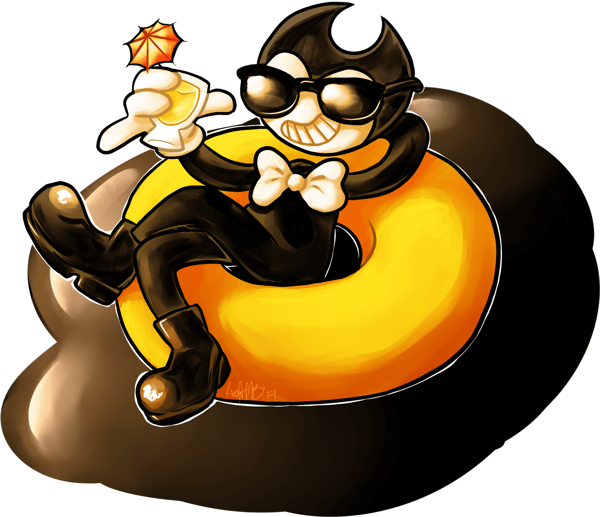 Bendy Cartoon Character Relaxing PNG image