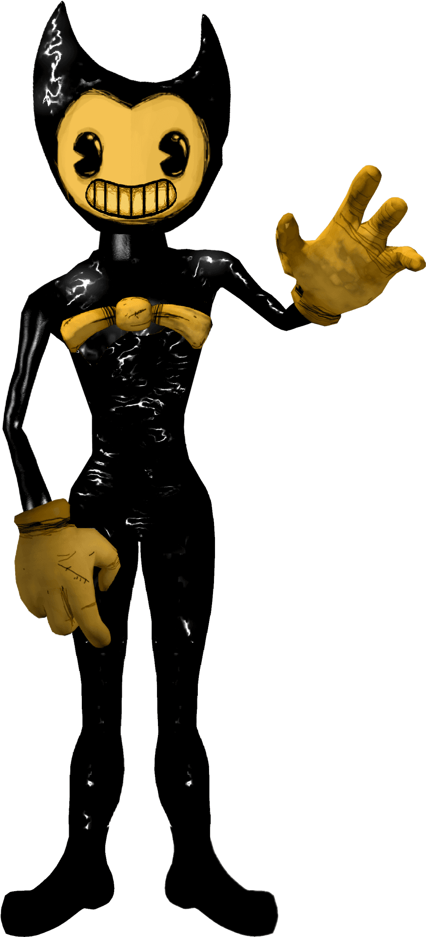 Bendy Cartoon Character Waving PNG image