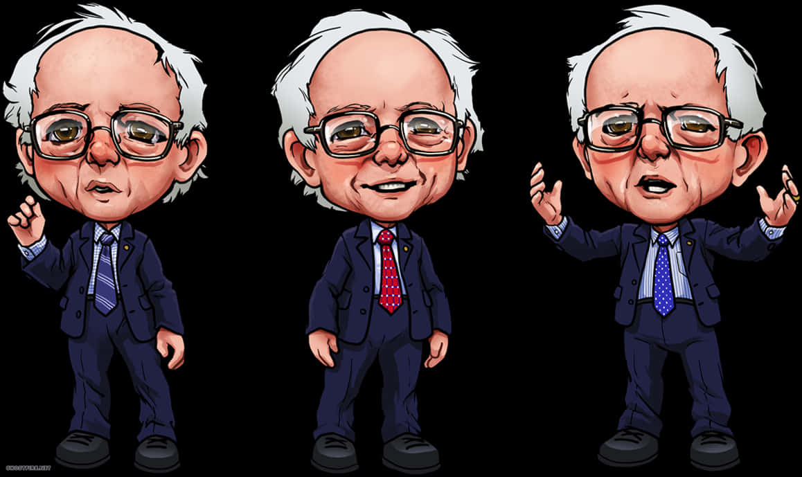 Bernie_ Sanders_ Cartoon_ Triptych PNG image