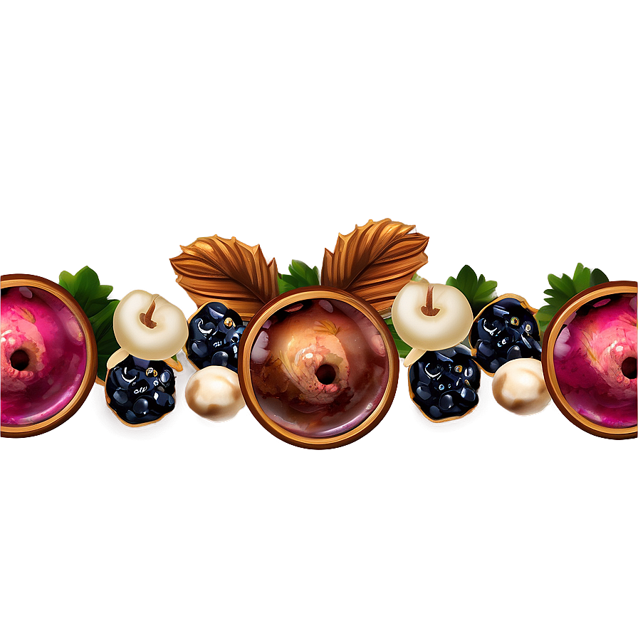 Berries And Nuts Thanksgiving Border Png 11 PNG image