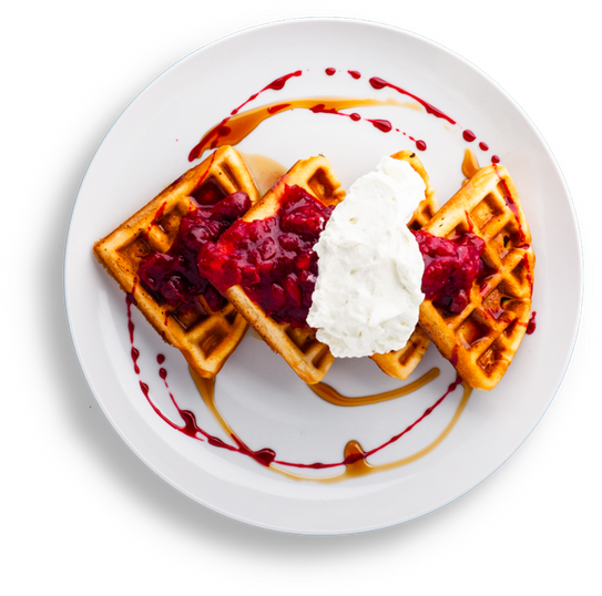 Berry Compote Waffleswith Whipped Cream PNG image