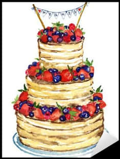 Berry Topped Celebration Cake Illustration PNG image