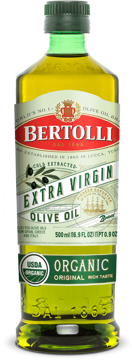 Bertolli Extra Virgin Organic Olive Oil Bottle PNG image