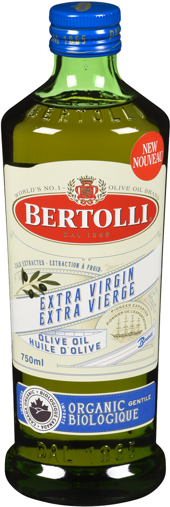 Bertolli Extra Virgin Organic Olive Oil Bottle PNG image