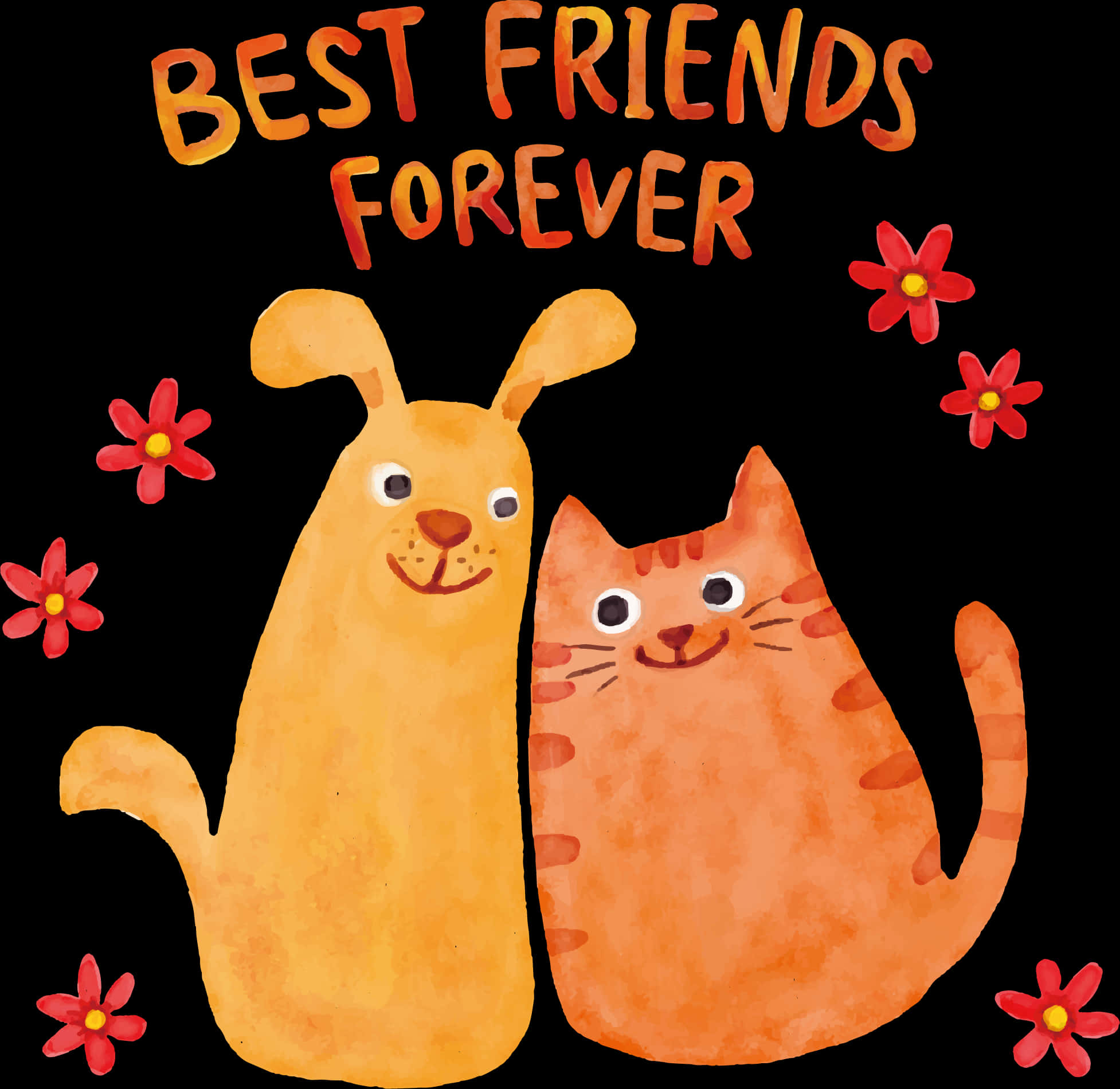 Best Friends Forever Cartoon Dog Cat PNG image