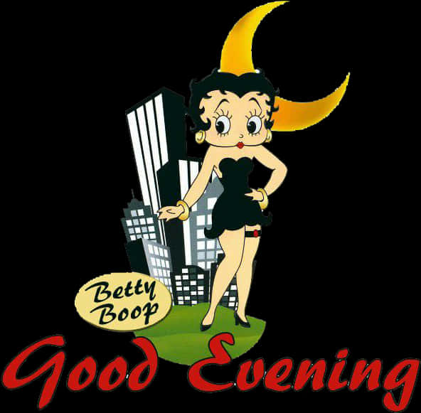 Betty Boop Good Evening Cityscape PNG image