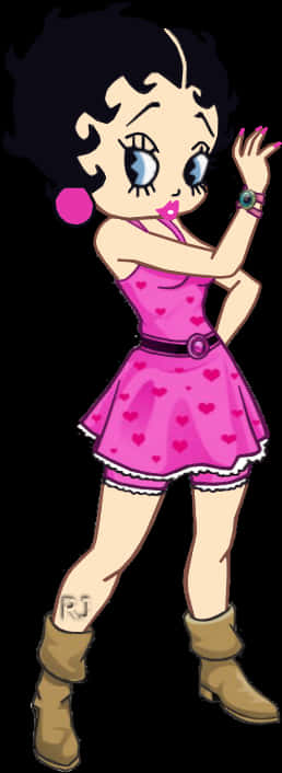 Betty Boop Pink Dress Character Pose PNG image