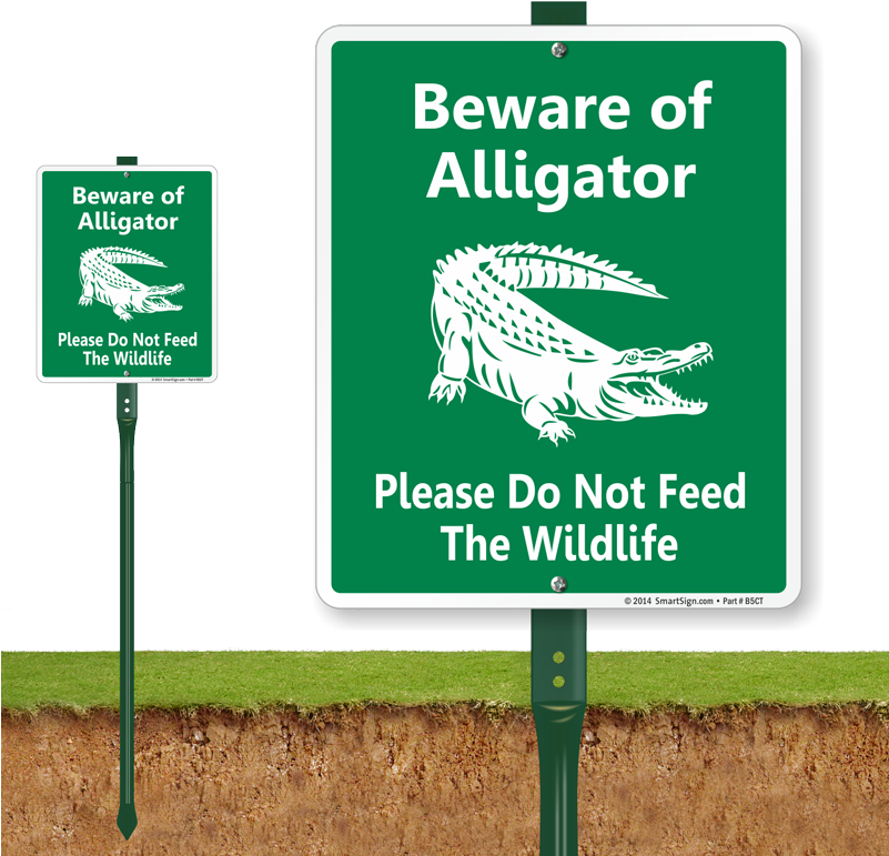 Bewareof Alligator Sign PNG image