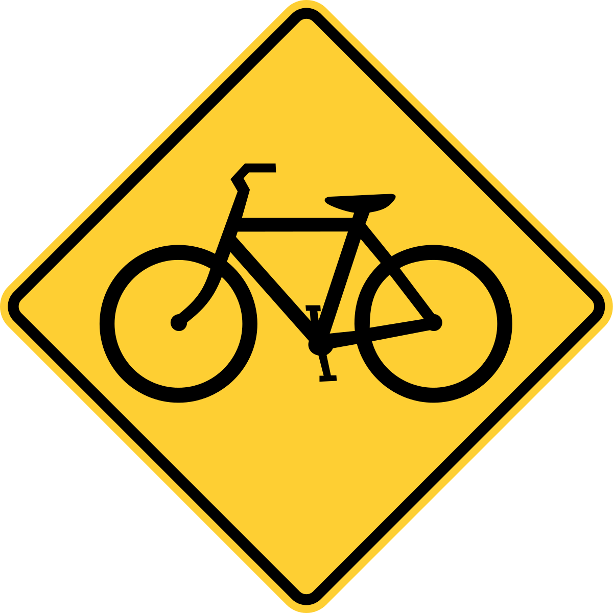 Bicycle Warning Sign PNG image
