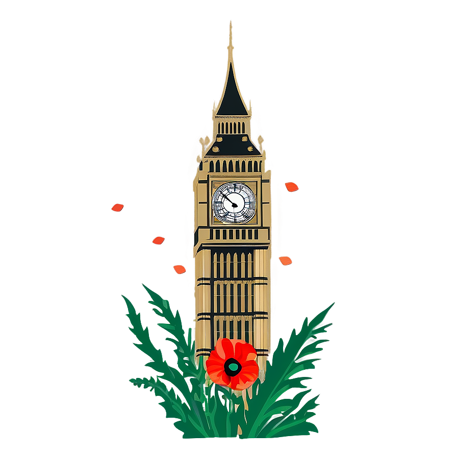 Big Ben With Poppies Png 30 PNG image