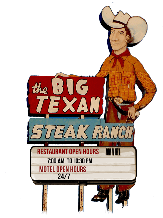 Big Texan Steak Ranch Cowboy Sign PNG image