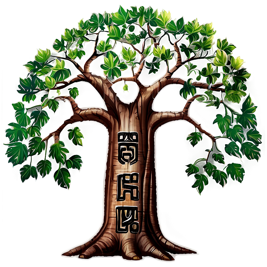 Big Tree With Carved Initials Png 06262024 PNG image