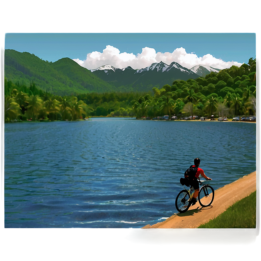 Biking By The Lake Png 06282024 PNG image