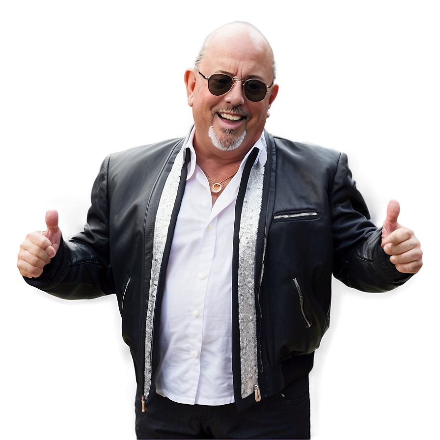 Billy Joel In Black And White Attire Png Ahf PNG image