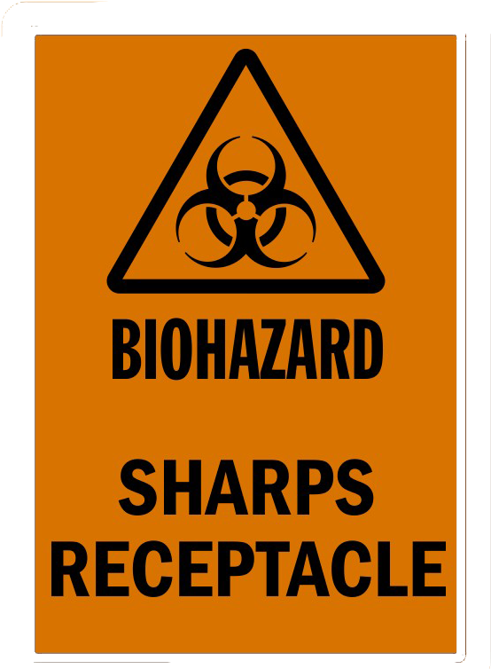 Biohazard Sharps Receptacle Sign PNG image