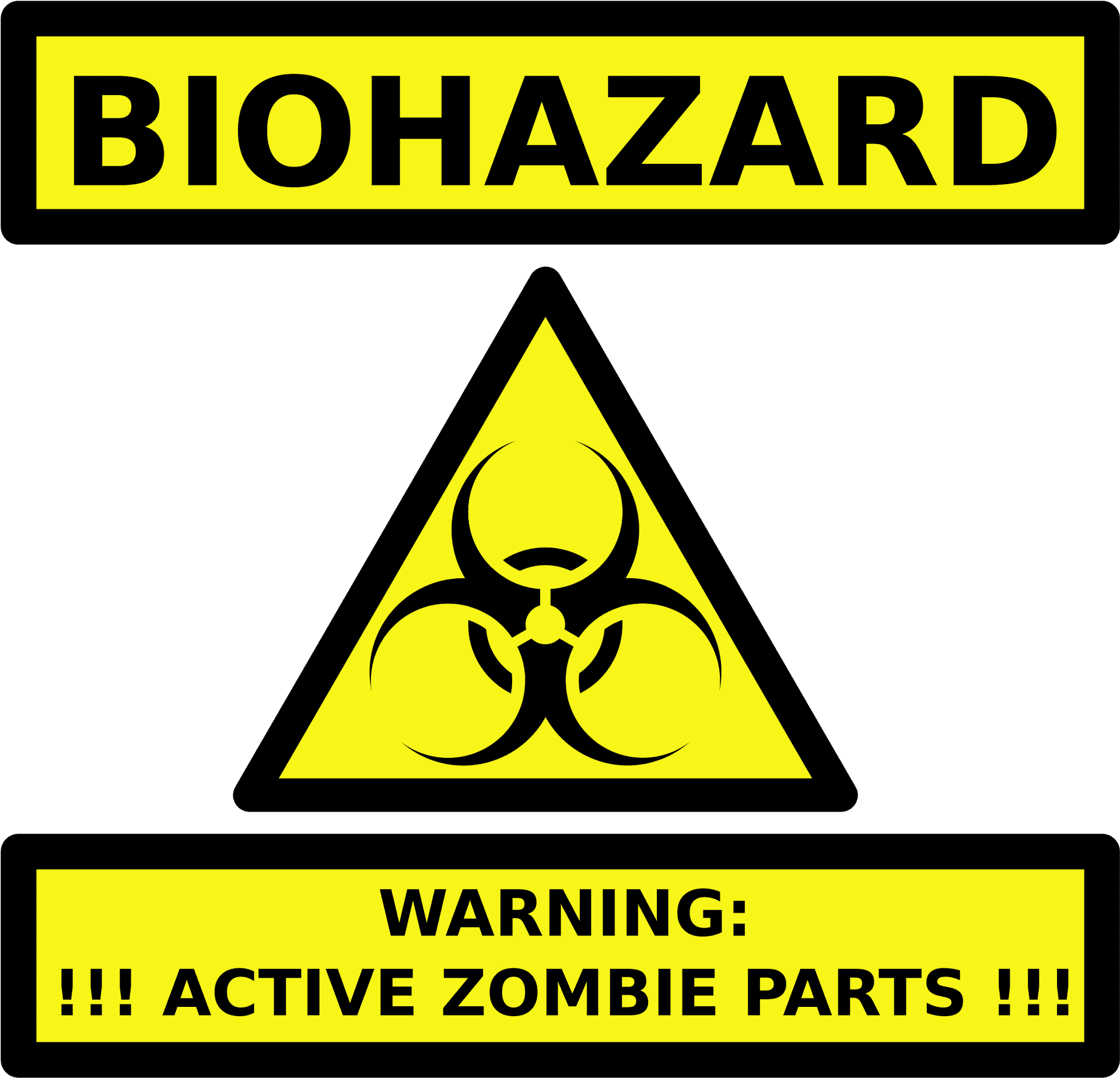 Biohazard Zombie Warning Sign PNG image