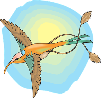 Bird Flying Against Sun Illustration PNG image