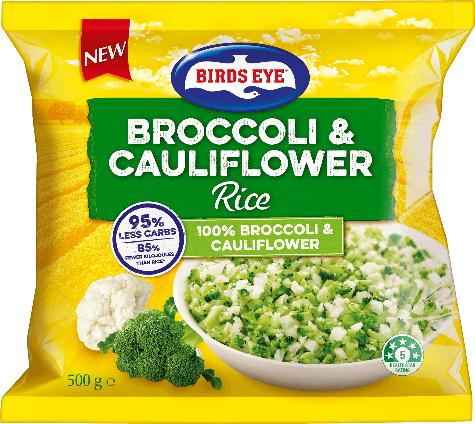 Birds Eye Broccoli Cauliflower Rice Package PNG image