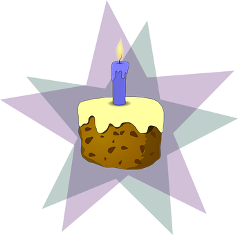 Birthday Cake Single Candle Illustration PNG image