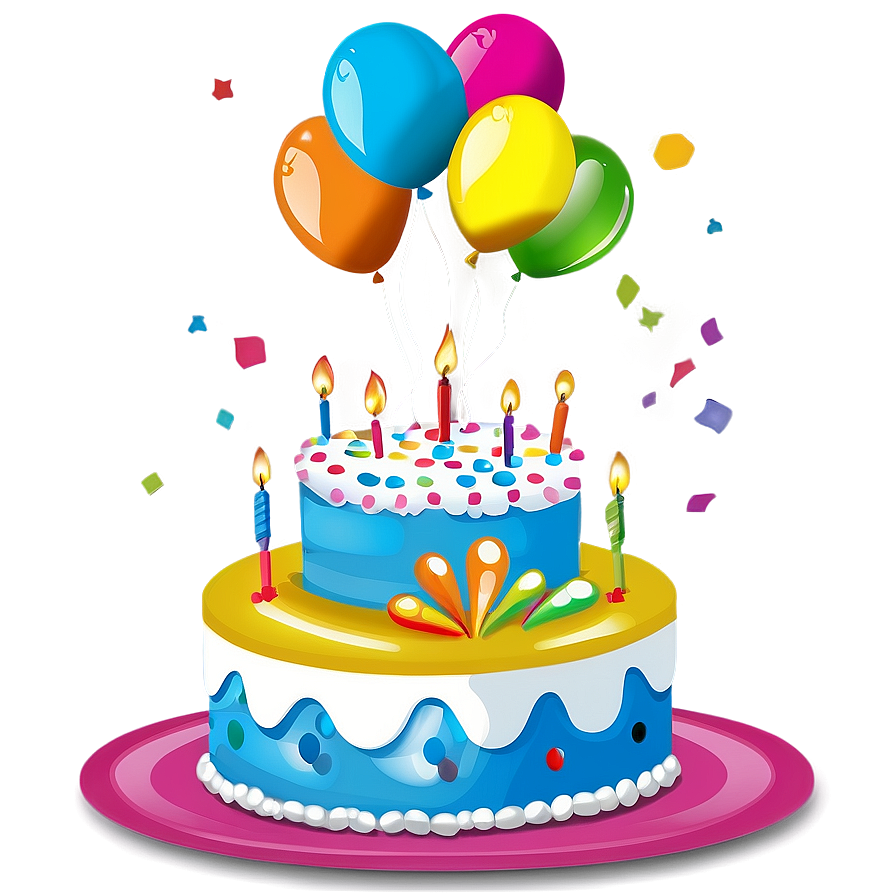 Birthday Cake With Balloons Png Ayf92 PNG image