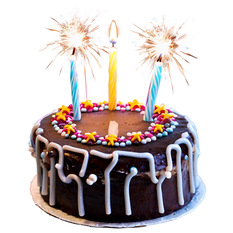 Birthday Cake With Sparklers Png Aay66 PNG image