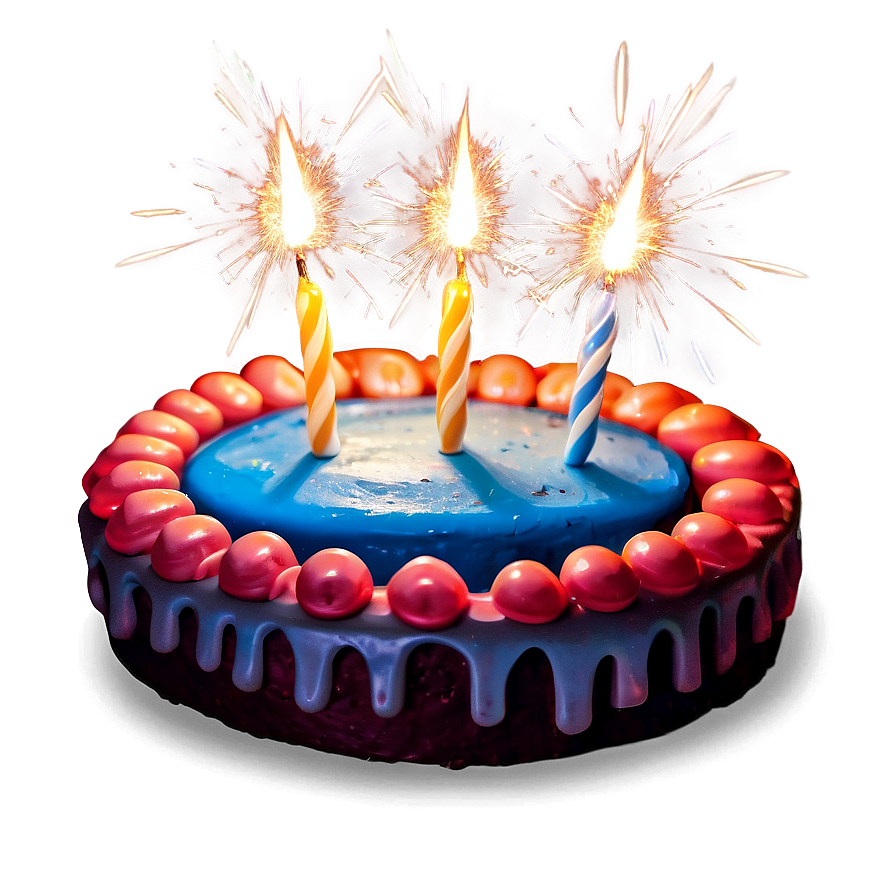 Birthday Cake With Sparklers Png Ckj PNG image