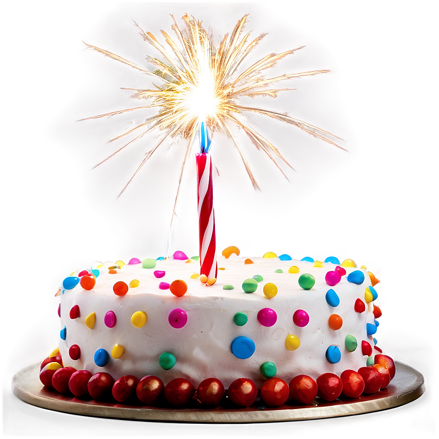 Birthday Cake With Sparklers Png Pjf PNG image