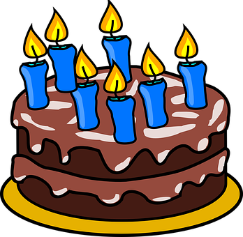 Birthday Cakewith Blue Candles PNG image