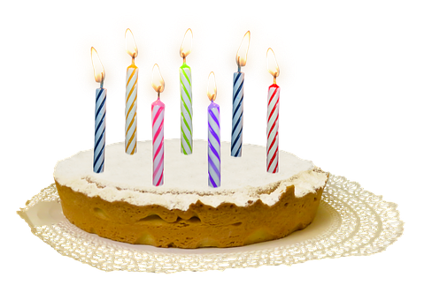 Birthday Cakewith Lit Candles PNG image