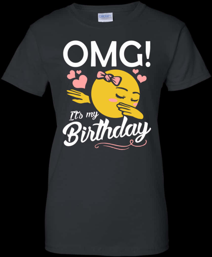 Birthday Emoji Black T Shirt PNG image