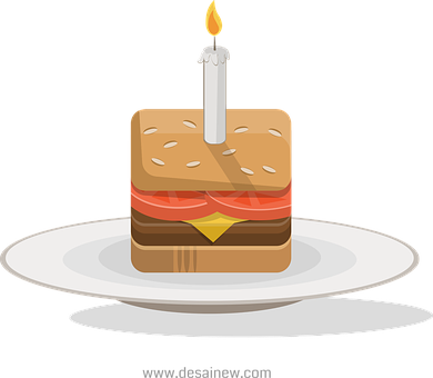 Birthday Sandwich Candle Celebration PNG image