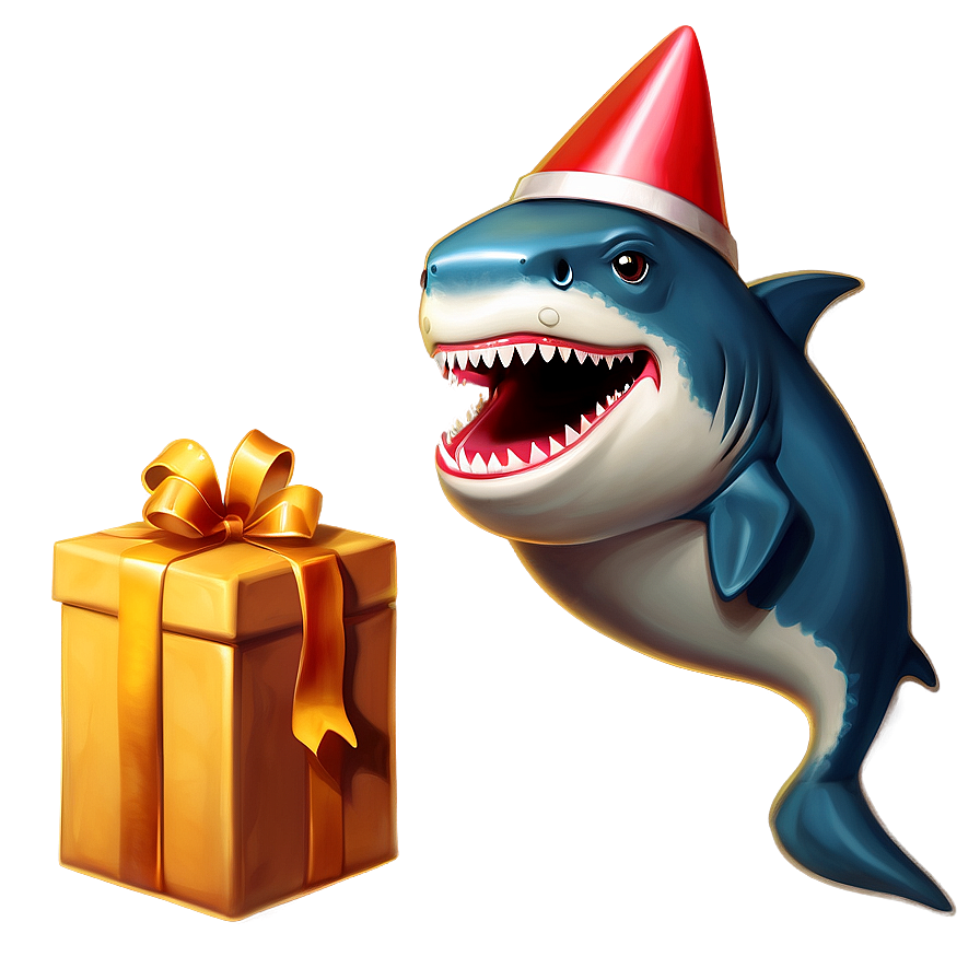 Birthday Shark With Gift Box Png 48 PNG image