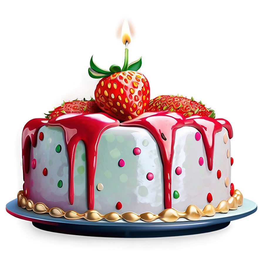 Birthday Strawberry Cute Png Fqr PNG image